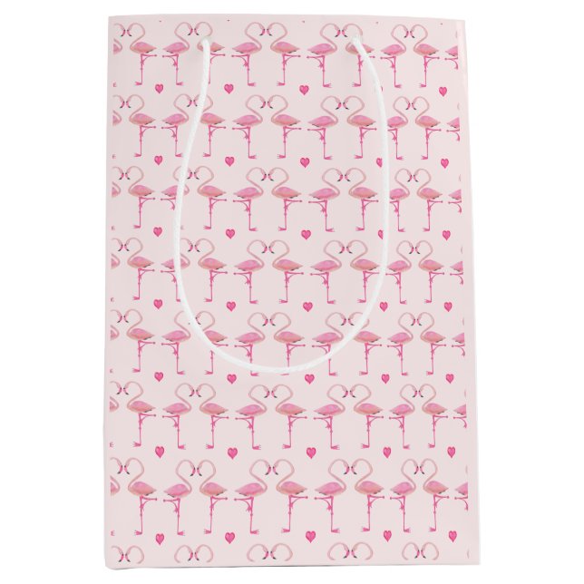 Sacola Para Presentes Média Saco de presente de flamingos rosa (Frente)