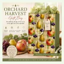 Saco de Presente de Frutas Maçãs Peras Uvas Design