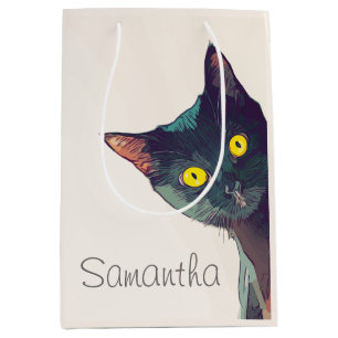 Sacola Para Presentes Média Saco de presente de gato de pico bonito