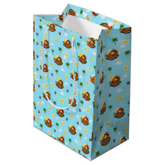 Sacola Para Presentes Média Saco de Presente de Gato de Verão Engraçado com Pa
