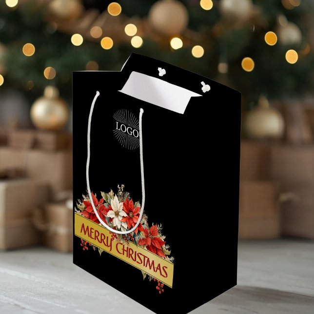 Sacola Para Presentes Média Saco de Presente de Natal (Corporate Logo Christmas Gift Bag)