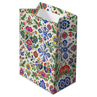 Sacola Para Presentes Média Saco de Presente de Natal Arte Folclórica Polonesa