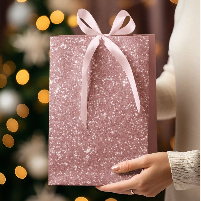 Sacola Para Presentes Média Saco de Presente de Natal com Brilho Rosa (Criador carregado)