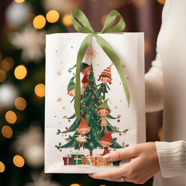 Sacola Para Presentes Média Saco de Presente de Natal com Elfos Caprichosos De (Criador carregado)