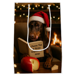 Sacola Para Presentes Média Saco de presente de Natal do Cheese Tax - Doberman