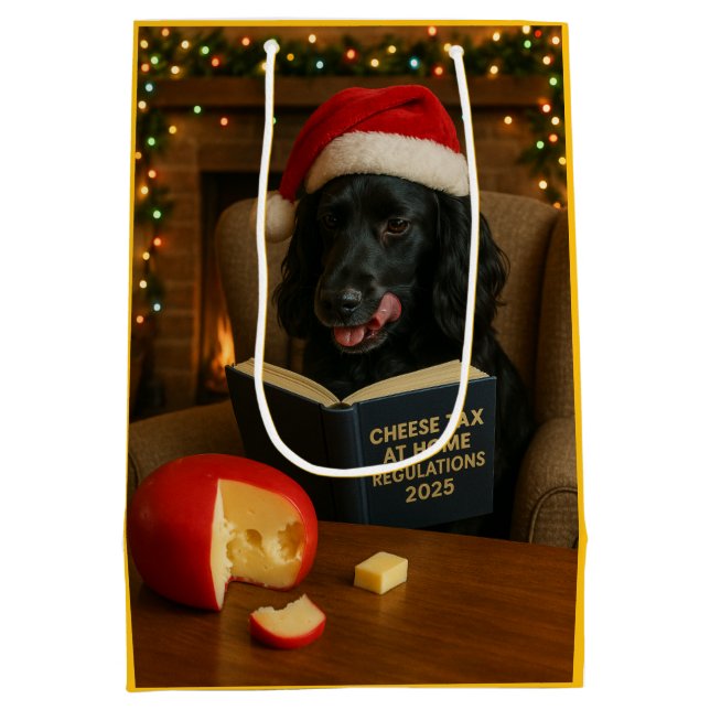 Sacola Para Presentes Média Saco de presente de Natal do Cocker Spaniel Preto  (Verso)