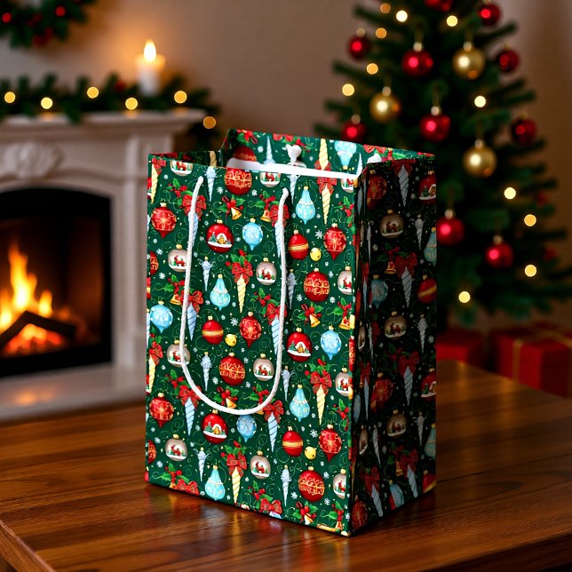 Sacola Para Presentes Média Saco de Presente de Natal Elegante (Criador carregado)