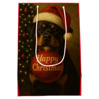 Sacola Para Presentes Média Saco de presente de Natal Rottweiler