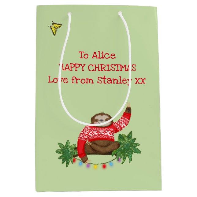 Sacola Para Presentes Média Saco de presente de Natal Stanley Sloth (Frente)