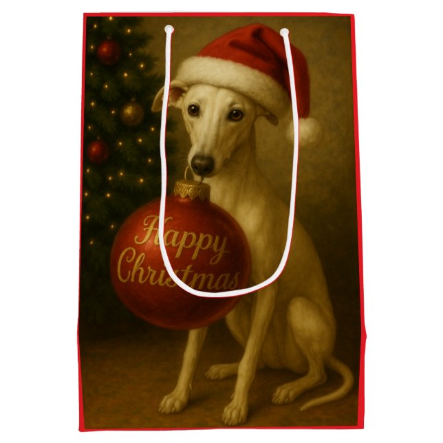 Sacola Para Presentes Média Saco de presente de Natal Whippet (Verso)