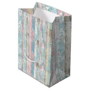 Sacola Para Presentes Média Saco de Presente de Painel de Madeira Pastel Rústi