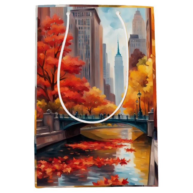 Sacola Para Presentes Média Saco de Presente de Paisagem de Outono (Frente)