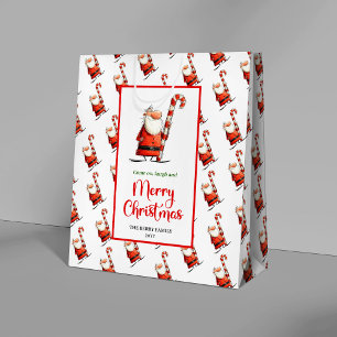 Sacola Para Presentes Média Saco de presente de Papai Noel engraçado clássico 