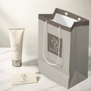 Sacola Para Presentes Média Saco de Presente de Papel Bege Neutro Minimalista 