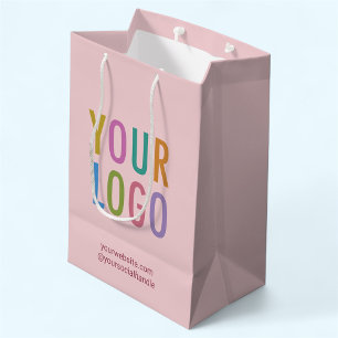 Sacola Para Presentes Média Saco de Presente de Papel Rosa Castanho com Logoti