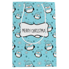Sacola Para Presentes Média Saco de Presente de Pinguim de Inverno (Médio)