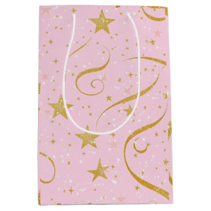 Sacola Para Presentes Média Saco de Presente de Starlight - Rosa e Dourado Sac