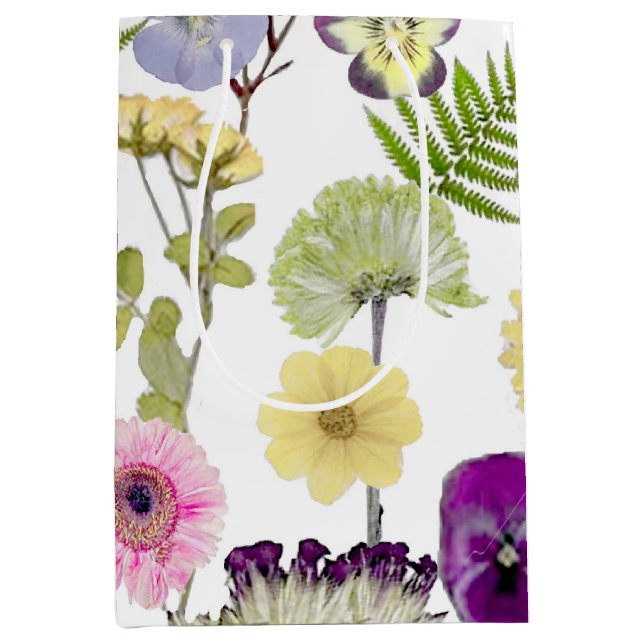 Sacola Para Presentes Média Saco de presente de tema de flor selvagem (Frente)