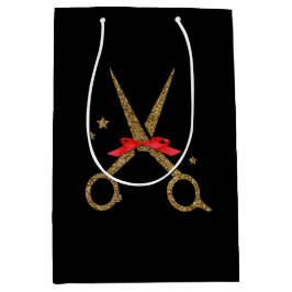 Sacola Para Presentes Média Saco de presente de tesoura de tesoura de ouro est