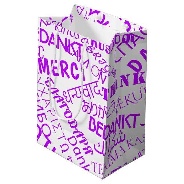 Sacola Para Presentes Média Saco de Presente de Texto de Agradecimento Multi I (Verso inclinado)