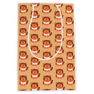 Sacola Para Presentes Média Saco de presente de tigre, estilo kawaii, bonito