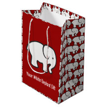 Saco de Presente Desenho Elefantes Brancos