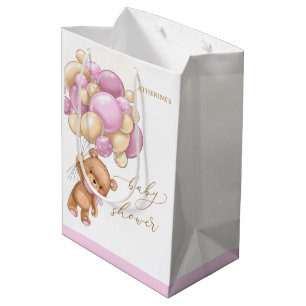 Sacola Para Presentes Média Saco de Presente do Chá de fraldas dos Balões Rosa