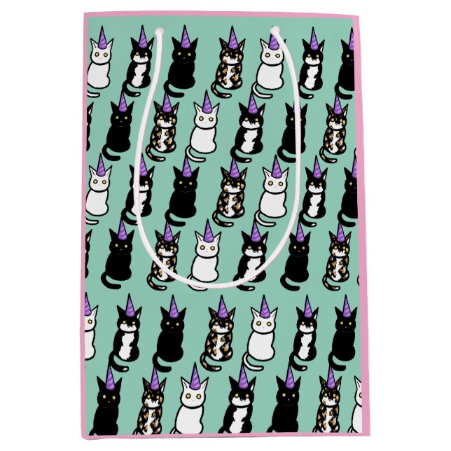 Sacola Para Presentes Média Saco de Presente do Gato de Celebração (Frente)