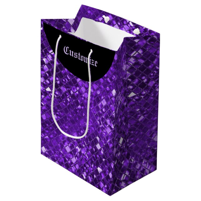 Sacola Para Presentes Média Saco de Presente do Padrão Mosaico Roxo Roxo (Frente inclinada)