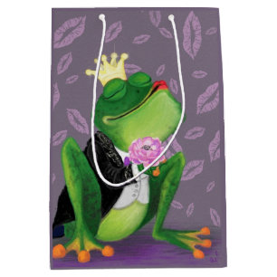 Sacola Para Presentes Média Saco de Presente do Príncipe Rã Engraçado - Beijo