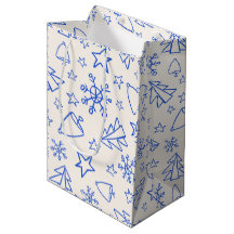 Saco de Presente Doodle de Natal Azul
