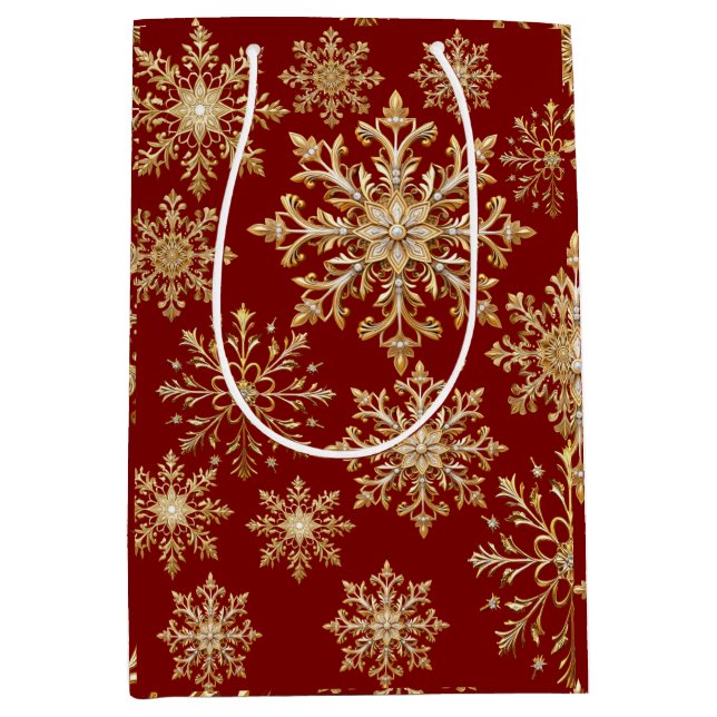 Sacola Para Presentes Média Saco de Presente Dourado e Vermelho (Frente)