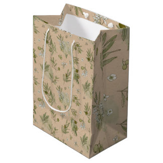 Sacola Para Presentes Média Saco de Presente Ecológico de Kraft com Ramos de O