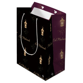 Sacola Para Presentes Média Saco de Presente Eid Preto e Magenta