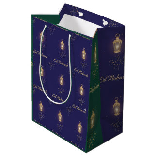 Sacola Para Presentes Média Saco de Presente Eid Verde Azul