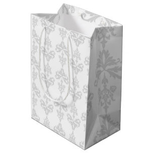 Sacola Para Presentes Média Saco de Presente Elegante Cinza Claro e Branco
