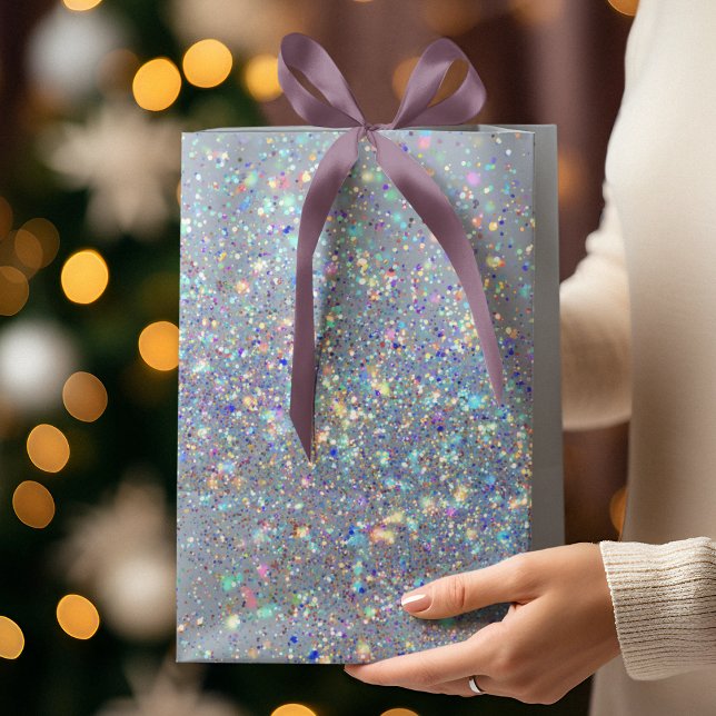 Sacola Para Presentes Média Saco de Presente Elegante com Brilho de Natal (Criador carregado)