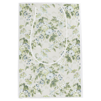 Sacola Para Presentes Média Saco de Presente em Chintz Verde Salvia, Impressão