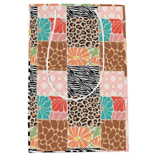 Sacola Para Presentes Média Saco de Presente Estilo Patchwork com Impressão An
