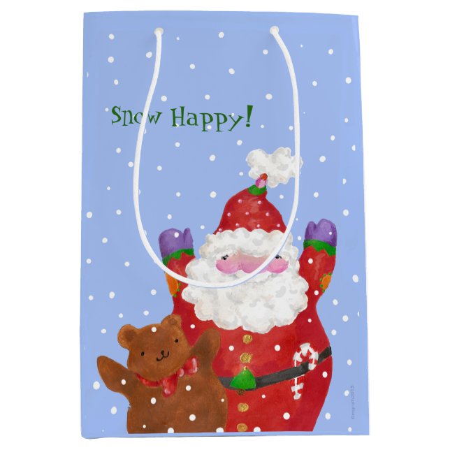 Sacola Para Presentes Média Saco de presente Feliz para a Neve (Frente)