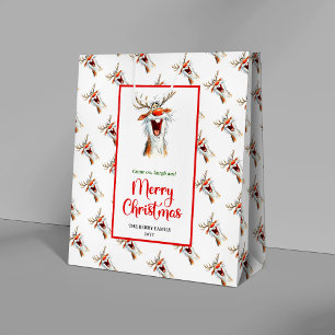 Sacola Para Presentes Média Saco de presente festivo de aquarela do Papai Noel
