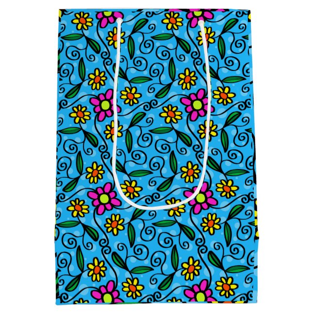 Sacola Para Presentes Média Saco de Presente Floral Abstrato (Verso)