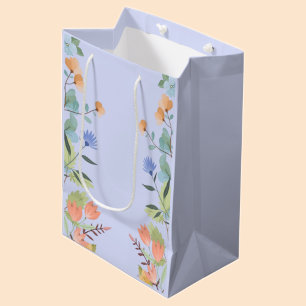 Sacola Para Presentes Média Saco de presente floral azul-pervinca