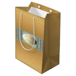 Sacola Para Presentes Média Saco de Presente Floral e Dourado Nome/Endereço da