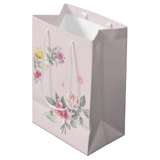 Sacola Para Presentes Média Saco de Presente Floral Rosa Água Cor Rosa