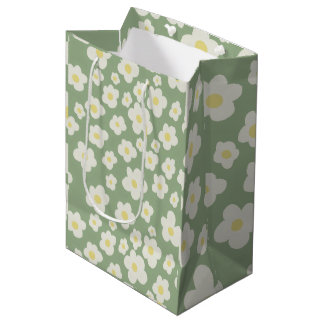 Sacola Para Presentes Média Saco de presente floral verde