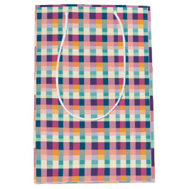 Sacola Para Presentes Média Saco de Presente Geométrico de Xadrez Negrito e Vi