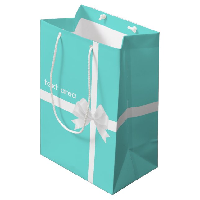 Sacola Para Presentes Média Saco de Presente Glamour Chic Azul Turquesa com La (Frente inclinada)