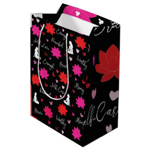 Sacola Para Presentes Média Saco de Presente Glossy Médio Mindfulness Floral