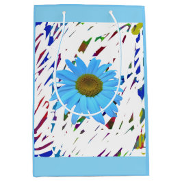 Sacola Para Presentes Média Saco de Presente Gráfico Abstrato Blue Daisy